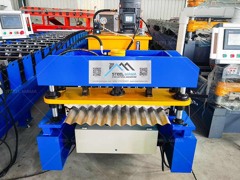 corrugated rolling forming machine with a hood