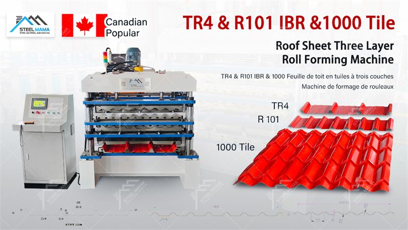 Triple layer tile roof forming machine
