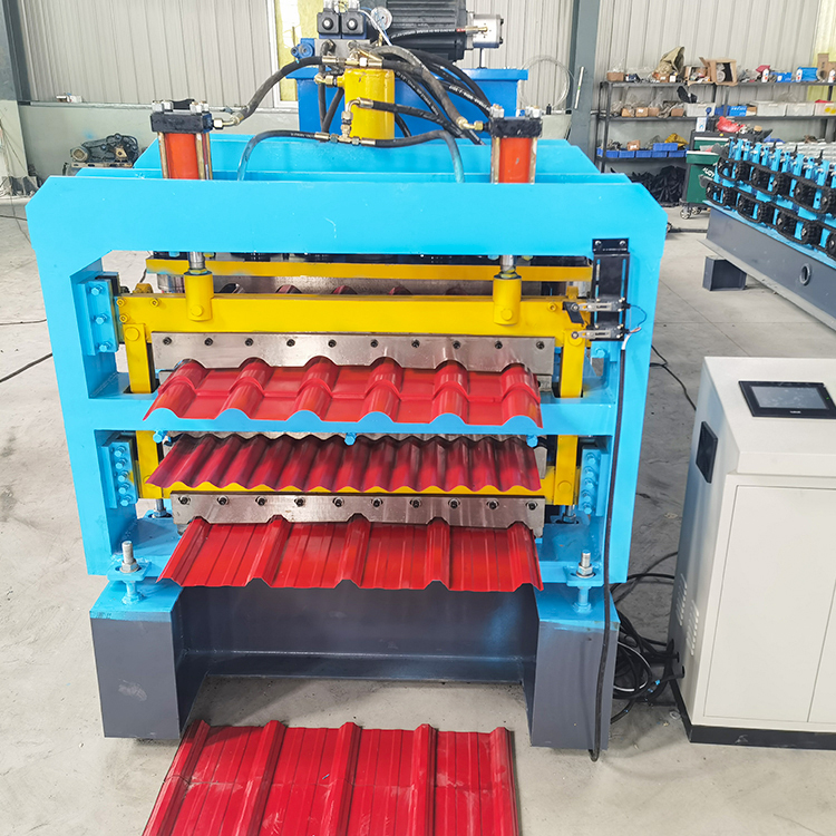 Building Material IBR Panel / Corrugated Metal Steel Glazed Tile Roofing Sheet Machine Three Layer Roll Forming Machine