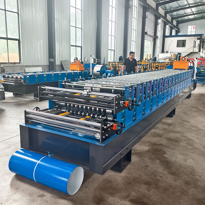 Tanzania Popular High Standard 750 Trapezoidal & 770 Corrugated Roofing Sheet Double Layer Machine