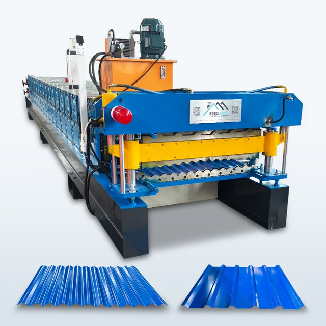 Tanzania Popular High Standard 750 Trapezoidal & 770 Corrugated Roofing Sheet Double Layer Machine
