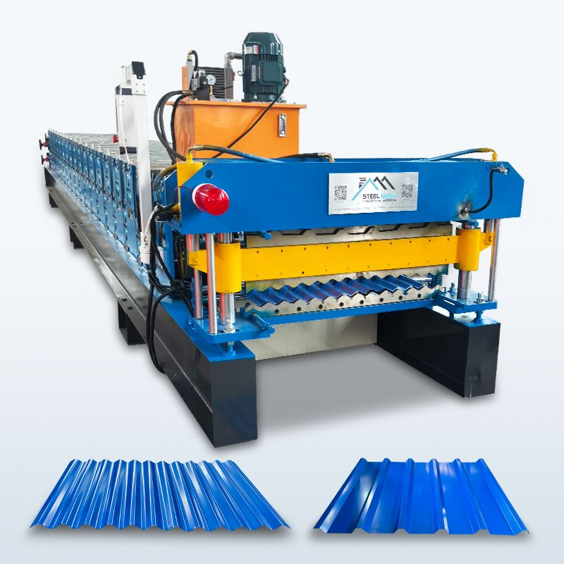 Tanzania Popular High Standard 750 Trapezoidal & 770 Corrugated Roofing Sheet Double Layer Machine