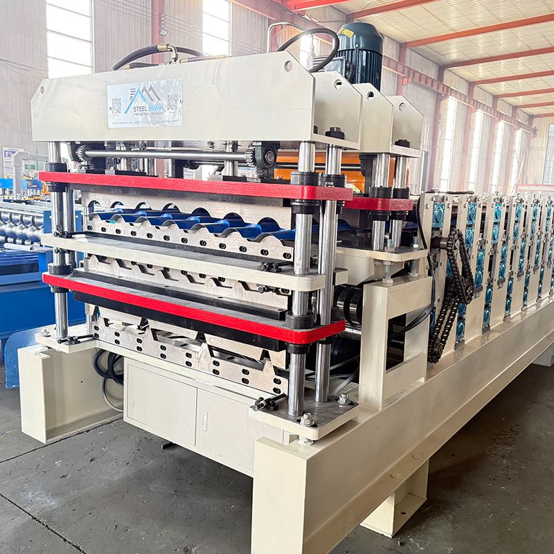 Mexico Popular High Efficiency TR4 Trapezoidal & R101 Trapezoidal & 950 Tile Roofing Sheet Three Layer Machine
