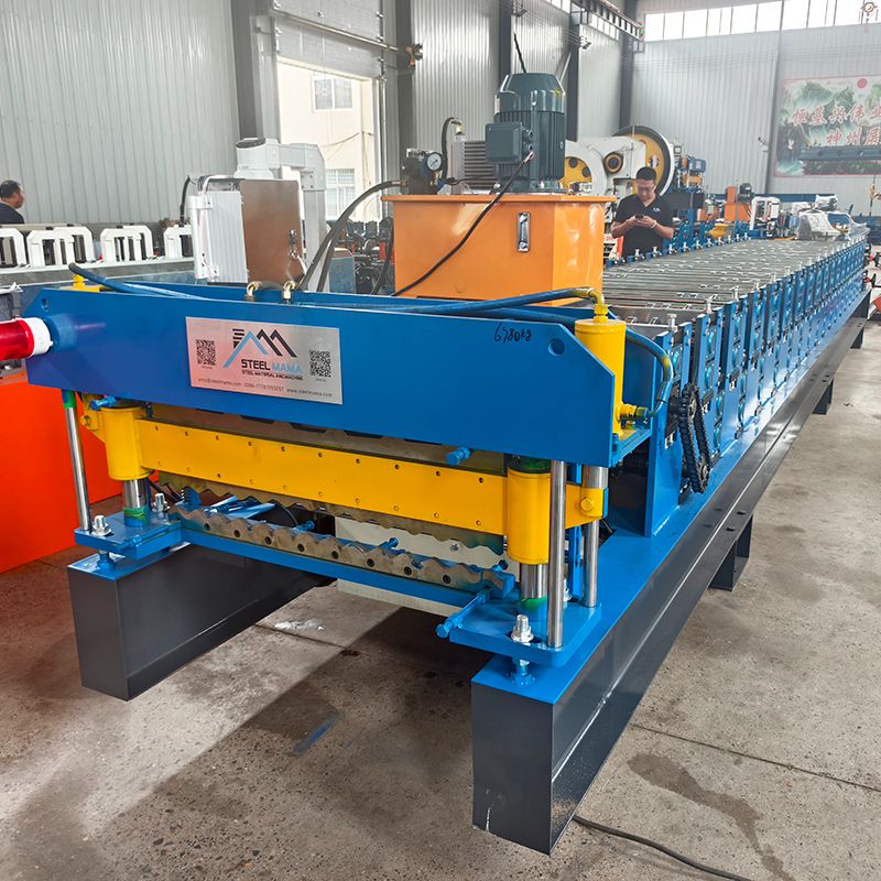 Tanzania Popular High Standard 750 Trapezoidal & 770 Corrugated Roofing Sheet Double Layer Machine