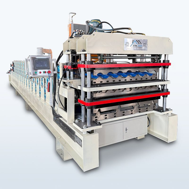 Mexico Popular High Efficiency TR4 Trapezoidal & R101 Trapezoidal & 950 Tile Roofing Sheet Three Layer Machine