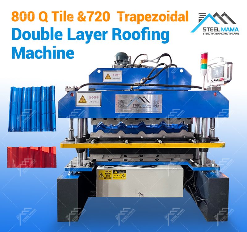 720 Trapezoidal and 800 Q tile double deck roll panel machine