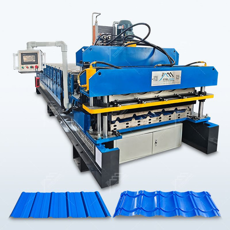 Uganda Popular Full Automatic Premium 828 Tile & 1025 Trapezoidal Roofing Sheet Double Layer Machine