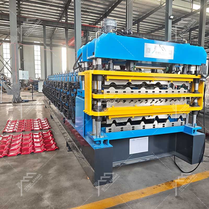 Chile Popular Durable PV6 IBR & 988 Corrugated & 1025 Tile Three Layer Sheet Roof Panel Roll Forming Machine